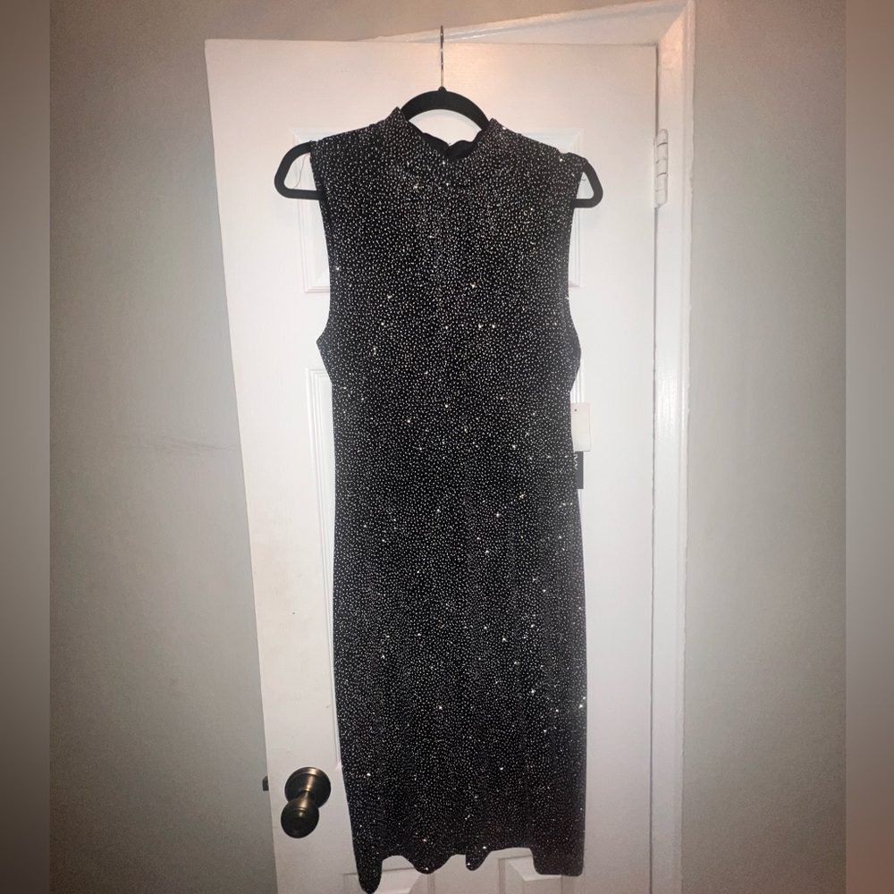 ONYX NITE BLACK AND SILVER SPARKLE DRESS